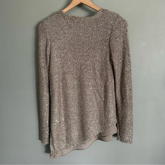 Apt 9 Sequin Asymetrical TAUPE SPARKLE SWEATER NO SIZE TAG - Picture 9 of 9